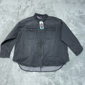 Gloria Vanderbilt Women's XL Button-Up Grey Cotton Blend H0232